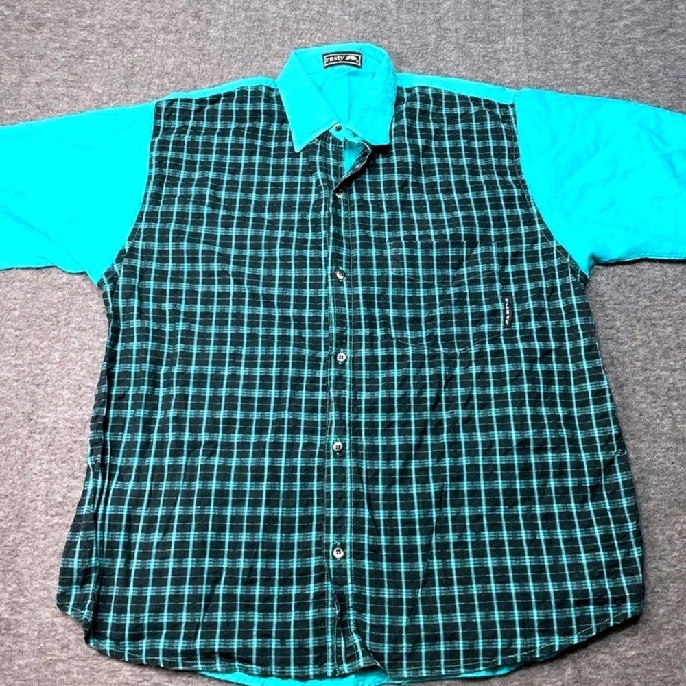 Vintage Rusty Shirt Mens Large Multicolor Plaid Skate Surf 90s Y2k Street Punk